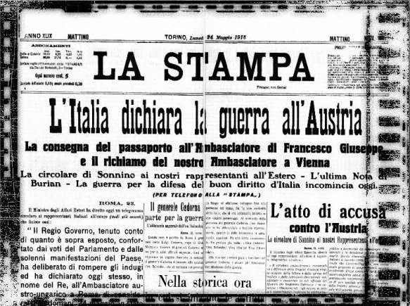 La Stampa: entrata in guerra dellItalia